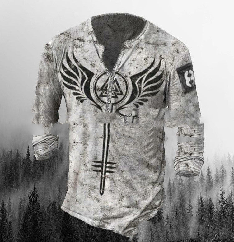 Men's Casual V-neck Long-sleeved T-shirt
